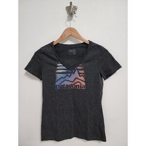 Patagonia dark gray slim fit logo short sleeve T-shirt S girls